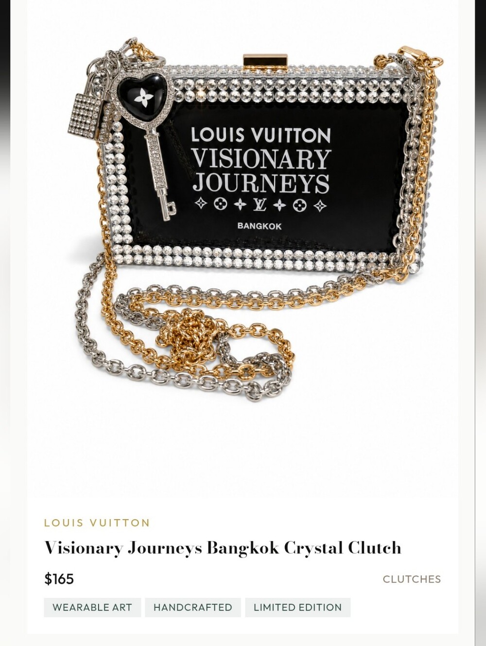 Upcycled Black 'Visionary Journeys' Crystal Box Clutch Wearable Art